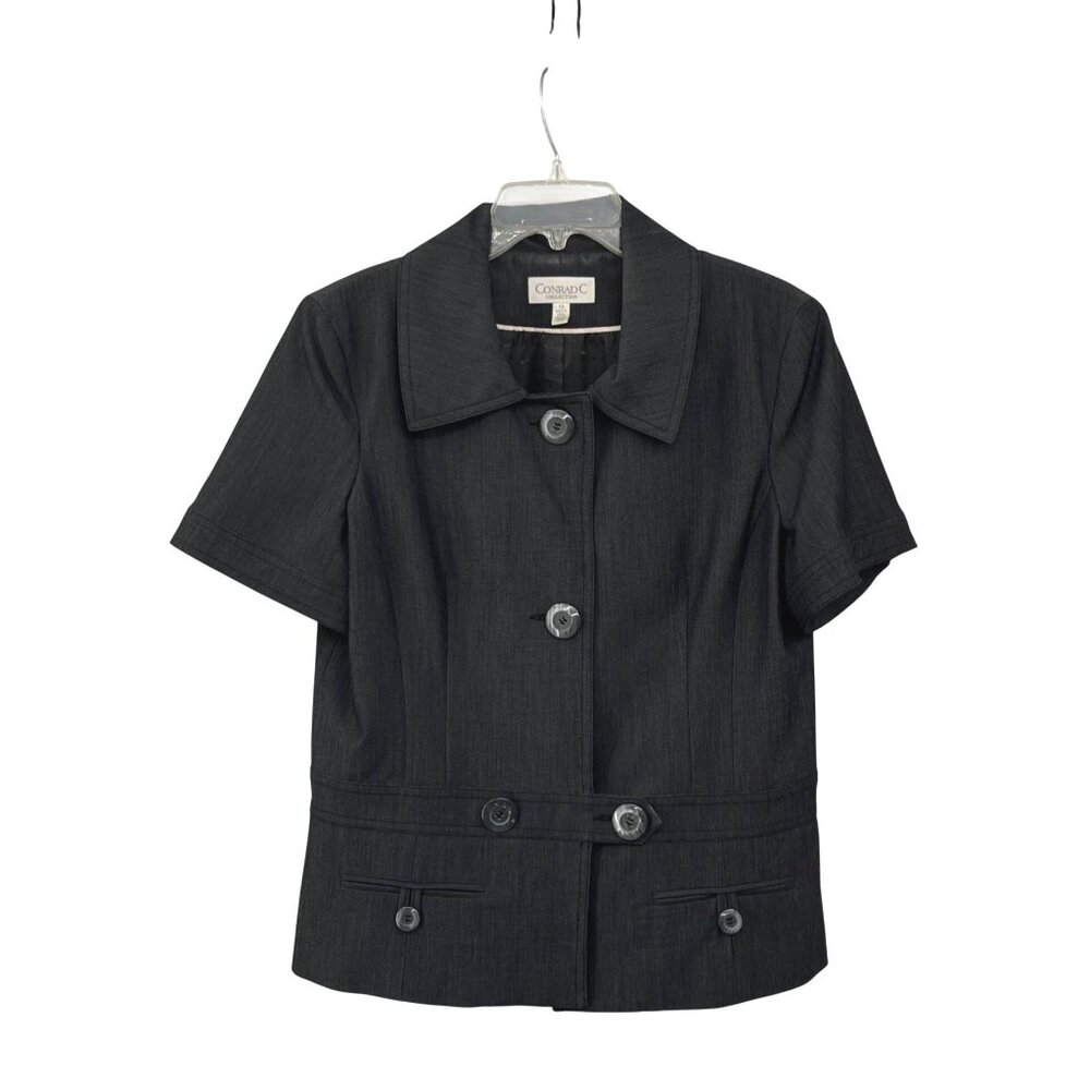 ConradC Collection Blazer Women's 12 Black Short Sleeve Stretch Used